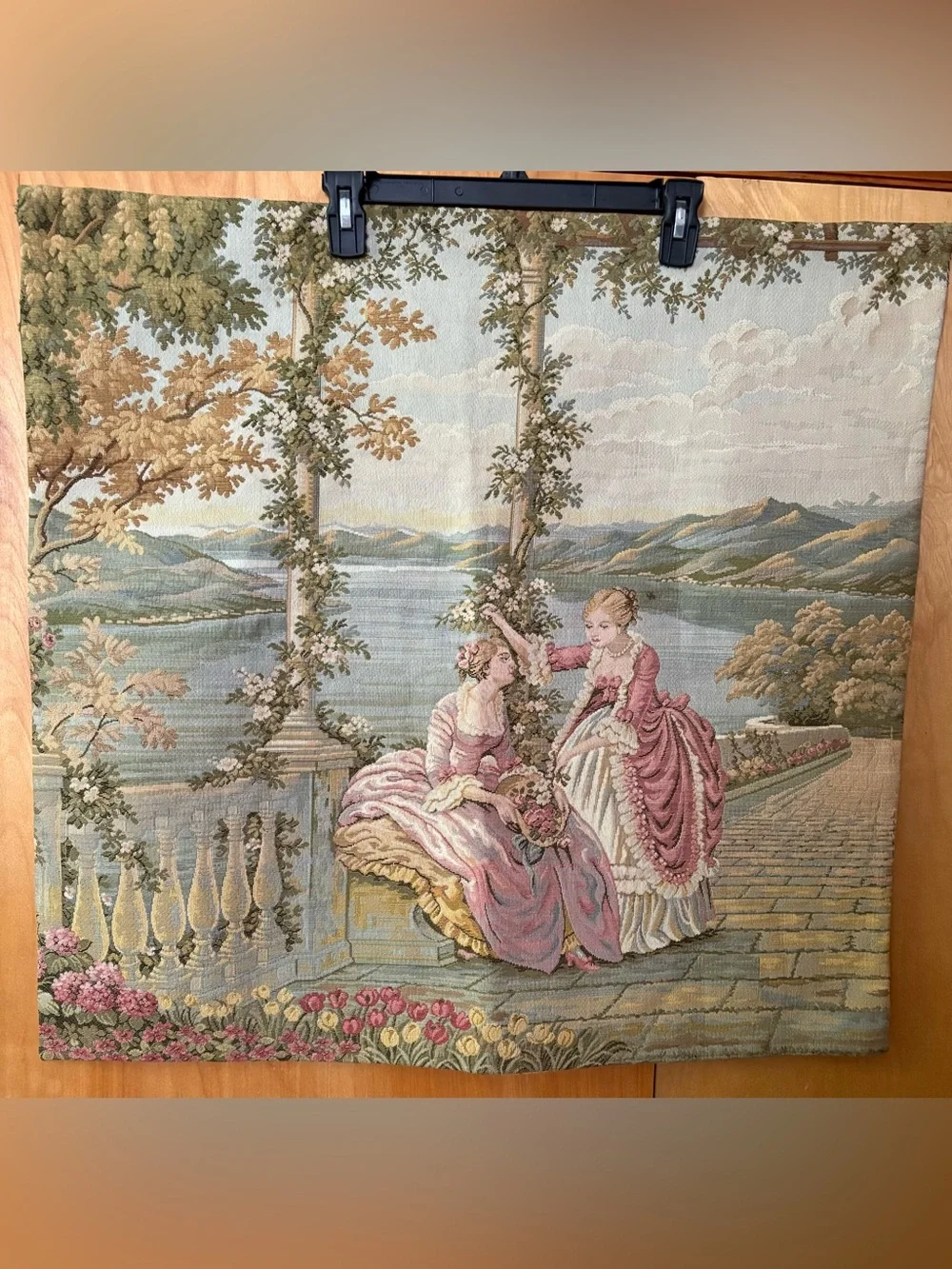 Antique Dame e Lago “ Ladies at lake Como tapestry
